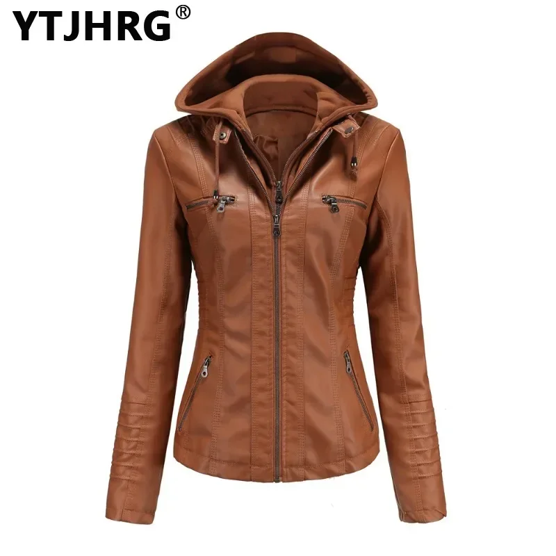 YTJHRG Women\'s Jackets Winter Coats Removable Hooded Two-piece Set Female Clothing Autumn Ladies Zippers 2024 New with Pocket