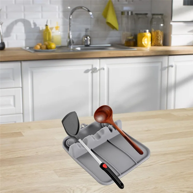 

Silicone Tableware Rack, Silicone Utensil Rest With Drip Pad, Spoon Rest & Spoon Holder, Kitchen Utensil Rack