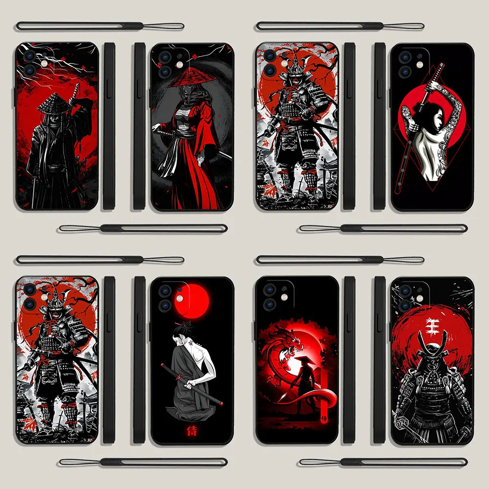 Anime Samurai Oni Mask Phone Case For Samsung Galaxy S24 S23 S22 S21 S20 Ultra Plus FE S10 S9 S10E Note 20 ultra 10 9 Plus Cover