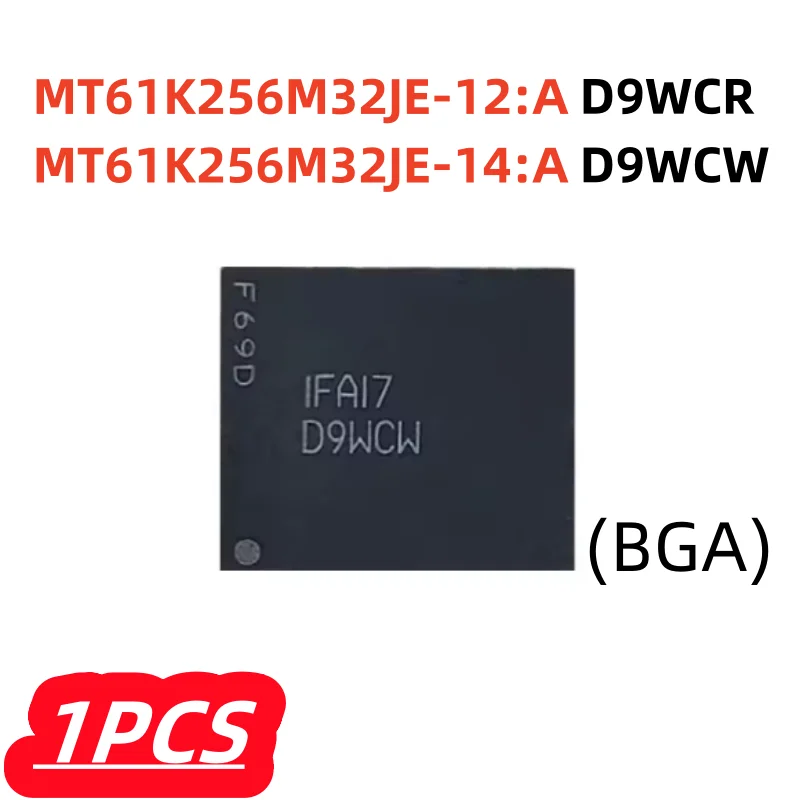 1Pcs/lot 100% New D9WCR MT61K256M32JE-12:A D9WCW MT61K256M32JE-14:A MT61K256M32JE DDR6 BGA IC Original