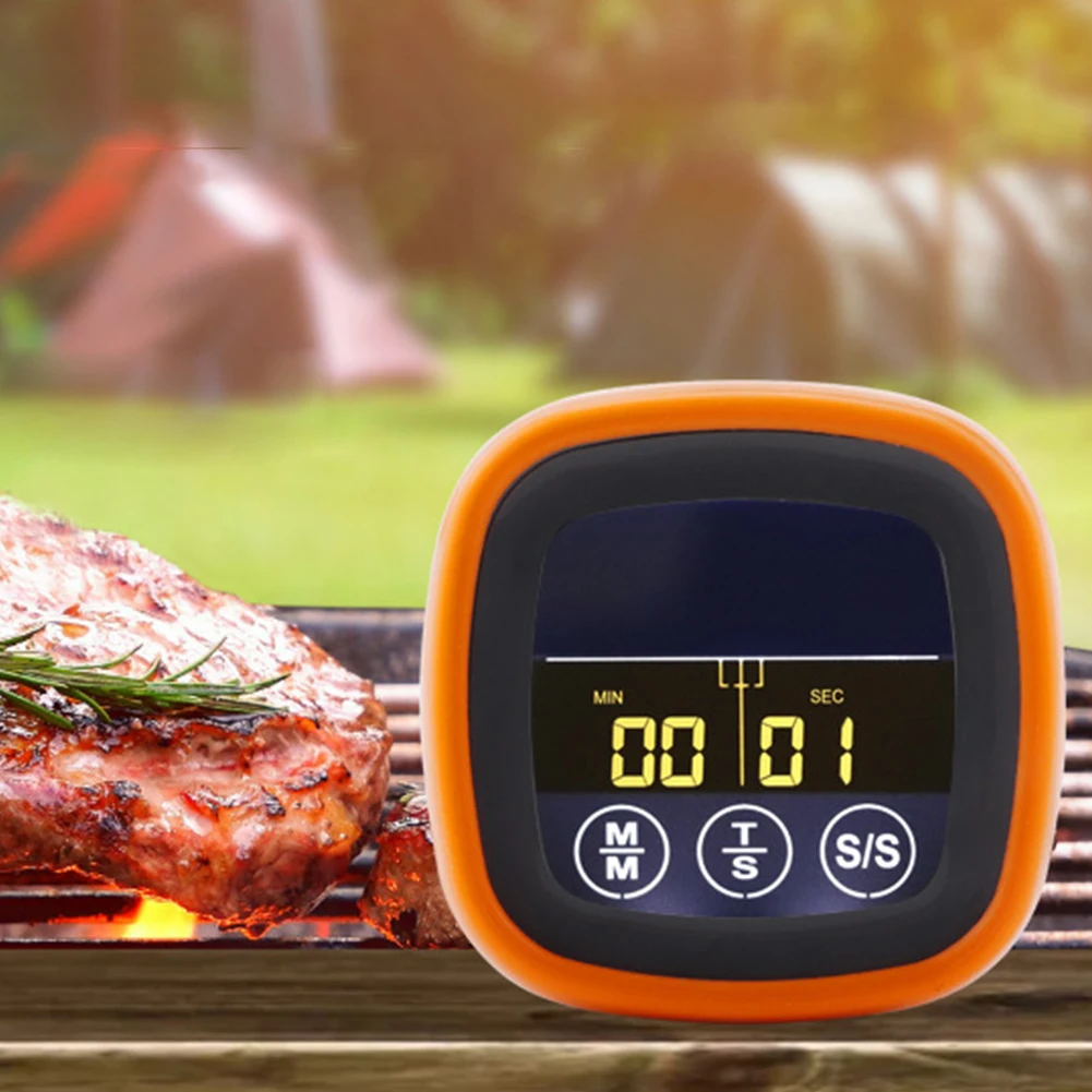 Digital Steak BBQ Timer Cooking Tools Touch Screen Waterproof Meat Temperature Probe Kitchen Meat Probe Thermometer for Grilling