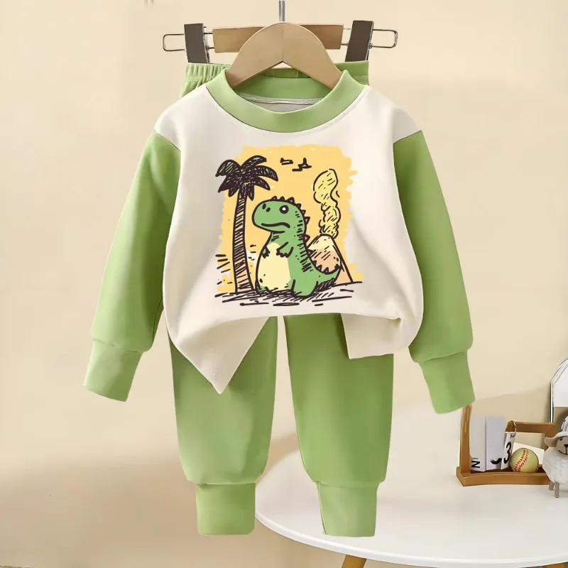 2026 Autumn and Winter Children's Soft Comfortable Pajamas Sets Kids Thicken Warm Home Clothing Suit Boys Long Sleeve Sleepwears