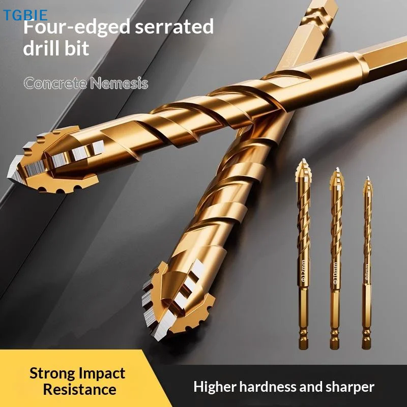 [TL]Professional Grade Carbide Four-Blade Serrated Drill Bit 6-12mm Dry Drilling for Ceramic Glass Tile Flooring Installation