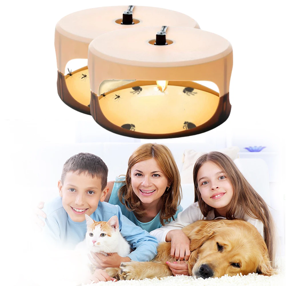 Flea Trap Sticky Catcher with Light Bulb Pest Control Killer with Sticky Discs Flea Killer Trap Friendly To Pets Kids