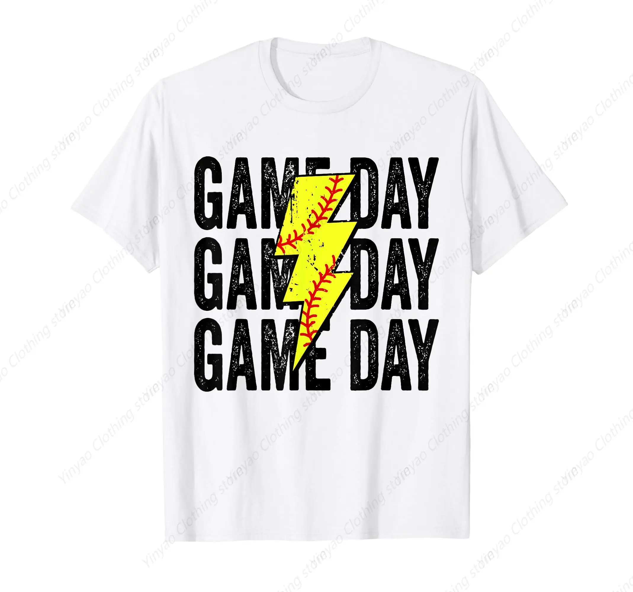 

Retro Street Competition Lightning Fun Sports T-shirt for Men and Women Fashion Casual Loose Cotton Short Sleeve