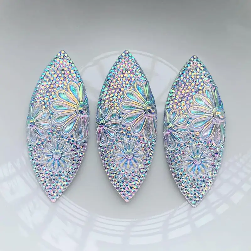 White AB horse eye Rhinestone resin crystal stone flat back stripe Decal clothing  Aboriginal Earrings decoration 12pcs/lot