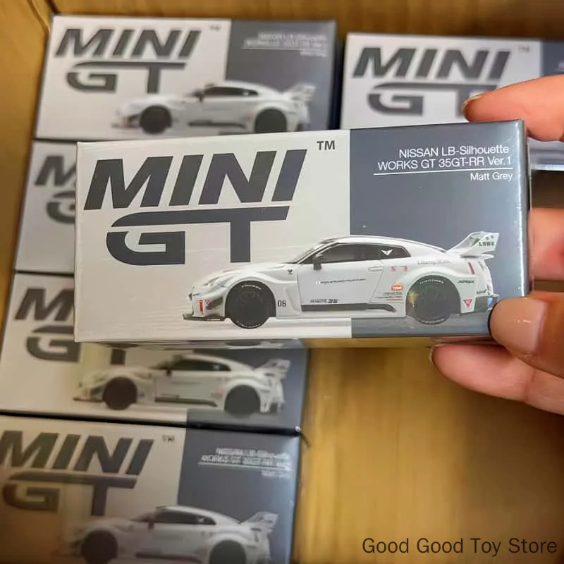 MINIGT 1:64 Nissan Gt R 35Gt Rr Lb Modified Silhouette Alloy Diecast Car Model Simulation Matt Grey Vehicle Collectible Toy Gift