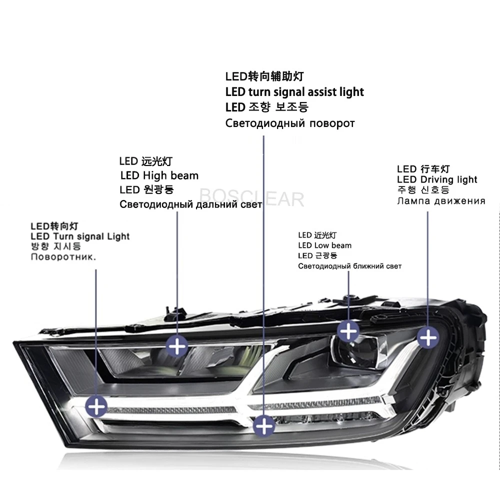 2pcs LED Headlight Assembly for Audi Q7 2016 2017 2018 2019 Headlights Plug and Play with LED DRL Dynamic Turning Front Headlamp