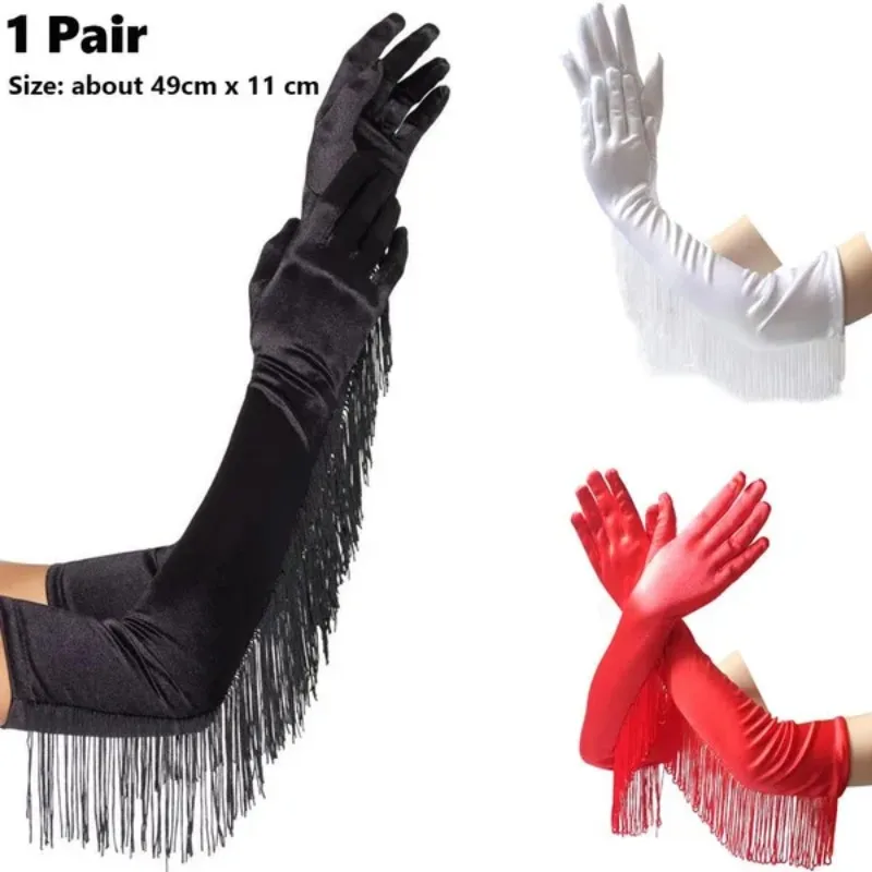 1 زوج المرأة أزياء طويلة قفازات مأدبة حزب الزفاف قفازات الاصبع اللباس التبعي