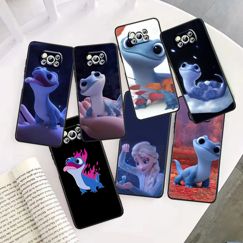 Bruni Frozen 2 For Xiaomi Mi Poco F5 F4 F3 F2 X5 X4 X3 M6 M5 M5S M4 M3 C40 Pro GT NFC 5G Black Funda Phone Case