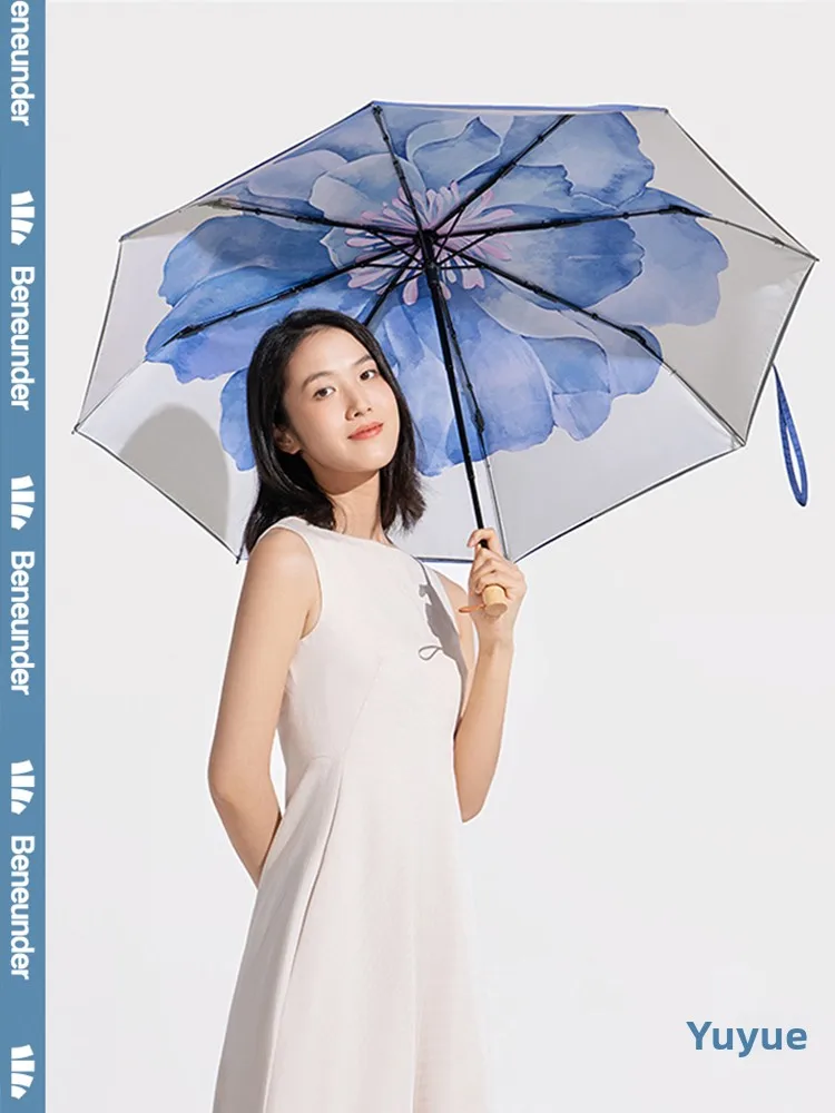 

Современный однотонный маленький черный зонт для женщин, двухслойный, с защитой от УФ-излучения, солнцезащитный, непромокаемый, с черным покрытием, двойного назначения