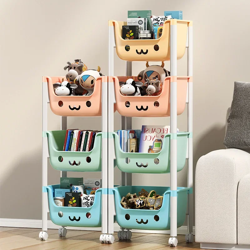 Children's toy storage rack Dormitory organization Multi layer plastic small cart Bathroom storage Mobile storage rack