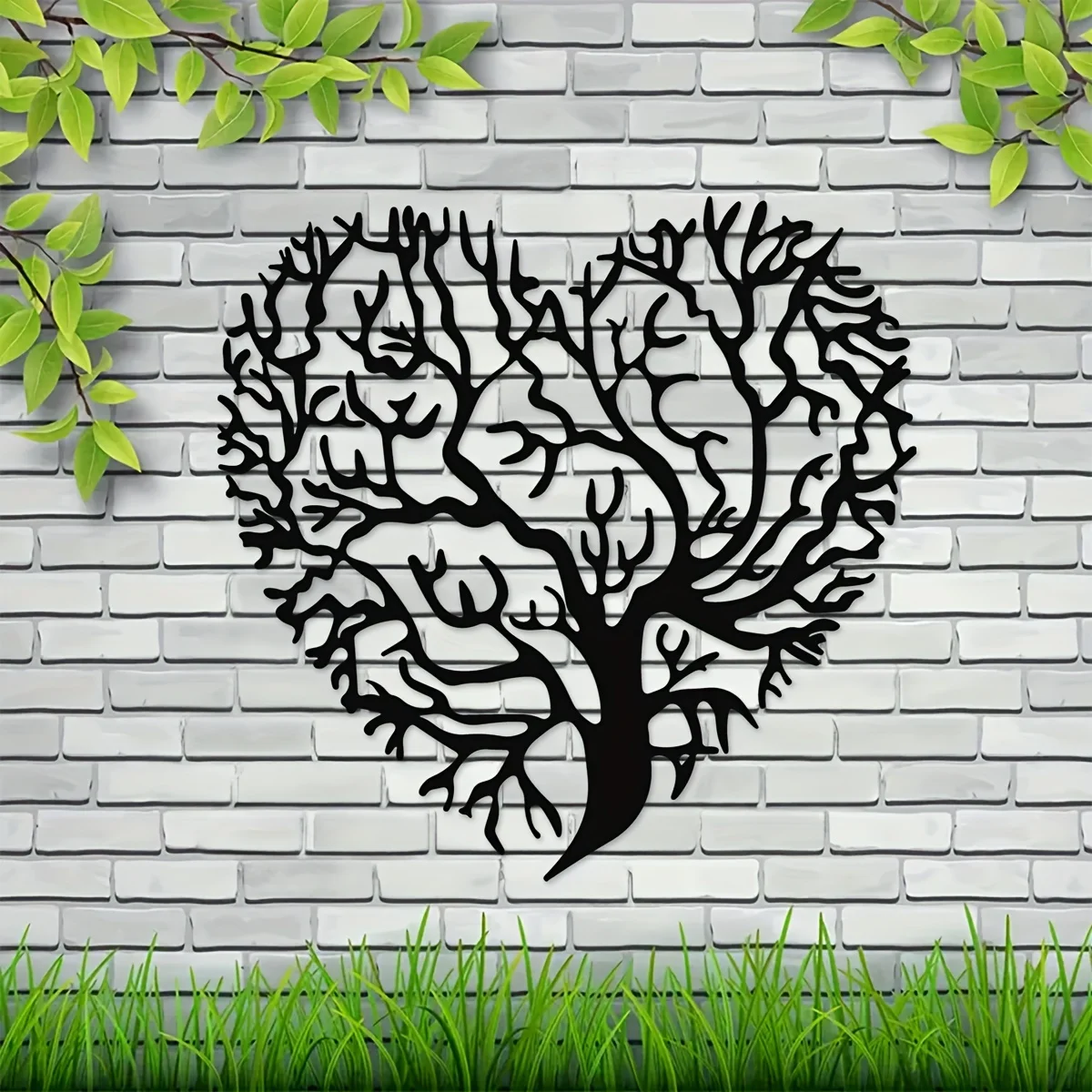 

1pc Black Metal Iron Art Home Wall Decoration, Tree of Life Heart Shaped - Metal Wall Garden Art, Heart wall art