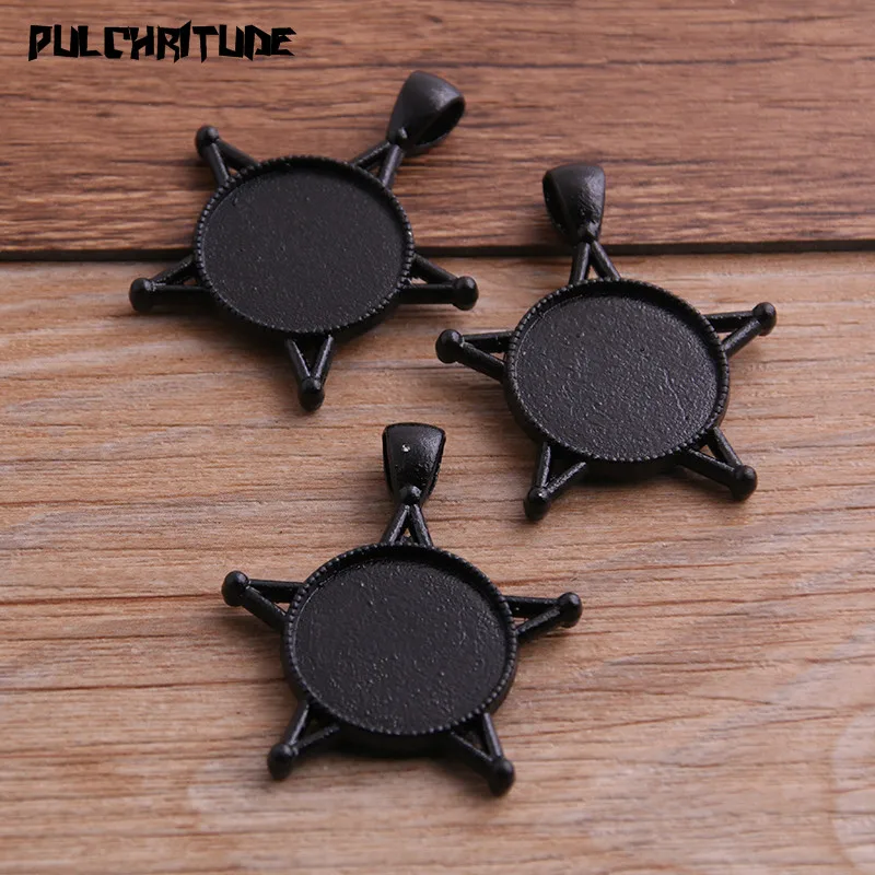 4pcs 20mm Inner Size Black Plated 4 Style Cameo Cabochon Base Setting Charms Pendant Necklace Findings