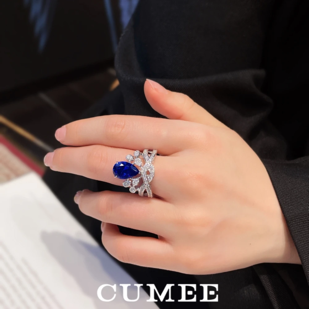 خواتم كومي كراون الياقوت المزروعة للنساء 925 الاسترليني. الذكرى السنوية للحفلات مطلية بالذهب والفضة #4