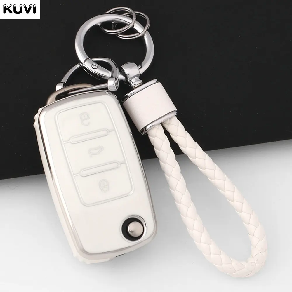 الوردي بولي TPU حافظة مفاتيح السيارة لشركة فولكس فاجن فولكس فاجن بولو تيجوان باسات B5 B6 B7 جولف 4 5 6 MK6 جيتا لافيدا لسكودا اوكتافيا المفاتيح