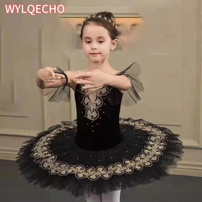 

1pcs/lot Swan Lake Costumes Ballet Tutu Ballerina Dress Professional Child Kids ballet dancing black dress