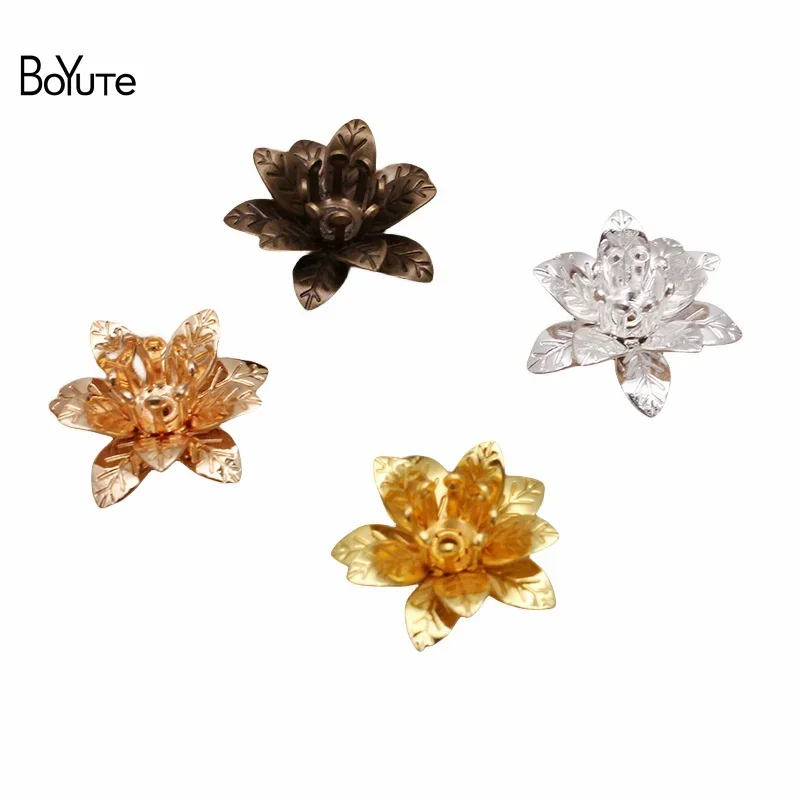 

BoYuTe (50 Pieces/Lot) 16MM Three-Layer Brass Flower Findings Diy Handmade Jewelry Materials Wholesale