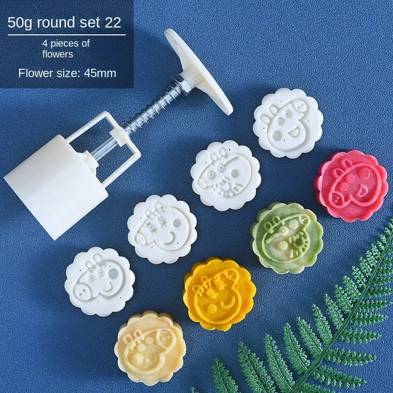 Creative Mooncake Mold Mid-Autumn Festival Hand-pressed Mooncake Set Handmade DIY Ice Skin Mung Bean Pastry Mooncake Baking Mold