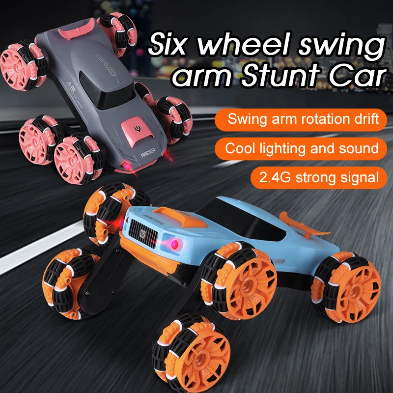 EBOYU 059 Six Wheels Swing Arms RC Stunt Car 1:24 2.4GHz RC Drift Car Remote Control Car 4WD with Music Lights RC Car Toys