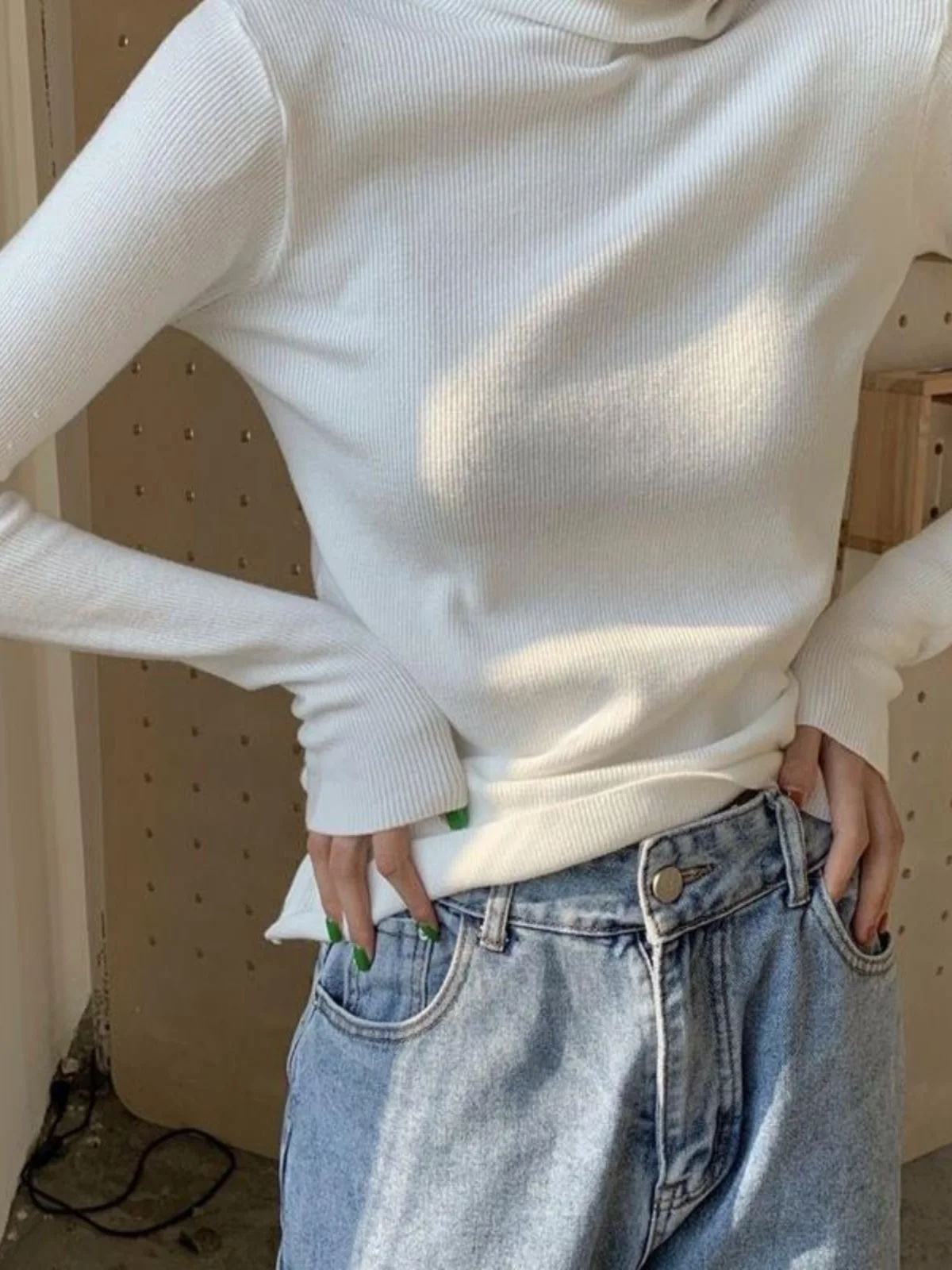

Women's Thickened High Collar Knitted Base Shirt Stylish Inner Wear Trendy Sweater Commute Style Korean Version Slim Fit