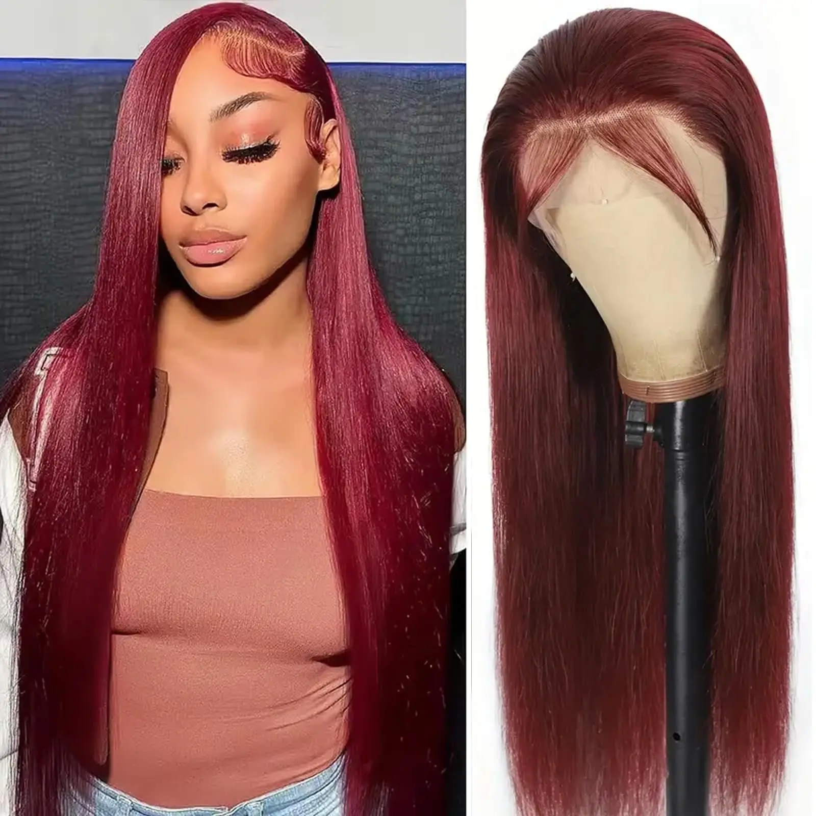 30 40 بوصة بورجوندي 13x6 HD الدانتيل أمامي باروكة من شعر طبيعي شعر مستعار مستقيم 13x4 HD الدانتيل الجبهة الباروكات للنساء 99J الملونة 200% الكثافة