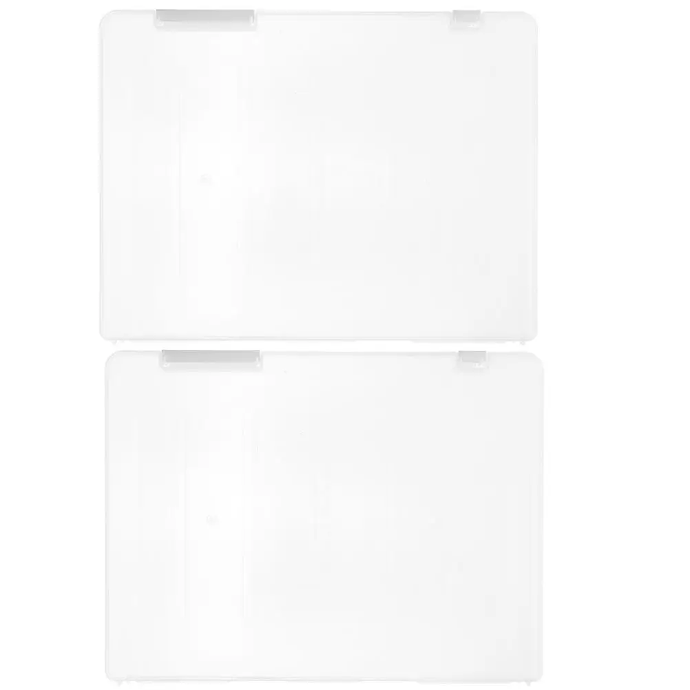 

2Pcs File Storage Box Document Organizer Transparent PP Material Stackable Desk Organizer With Lid For Office Use