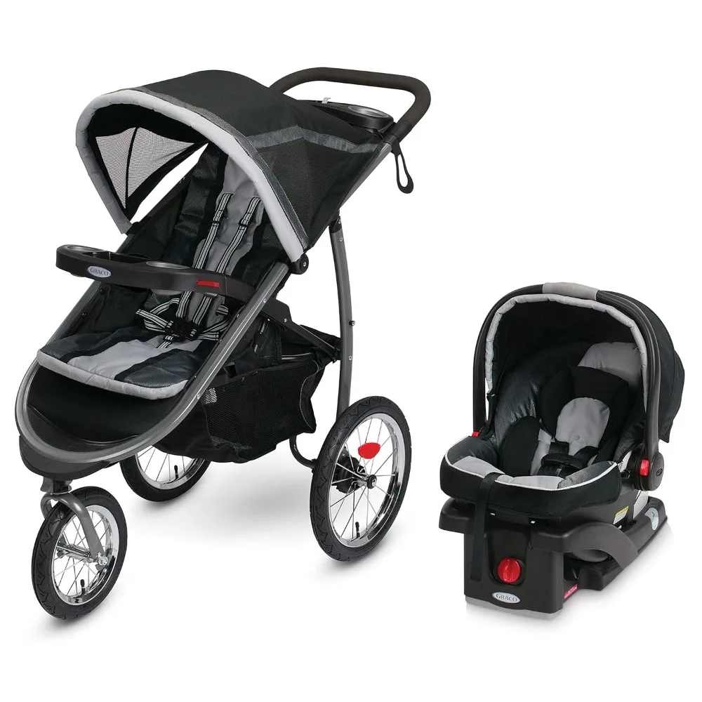 FastAction Fold Jogger Travel System | Includes the FastAction Fold Jogging Stroller and SnugRide 35 Infant Car Seat