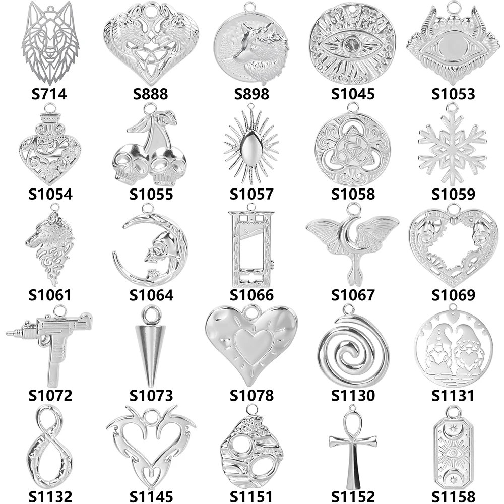 Wholesale Steel Accessories Titanium Skull Moon Gun Cross Charm Pendants For Jewelry Making Earrings Necklace DIY Men Pendant