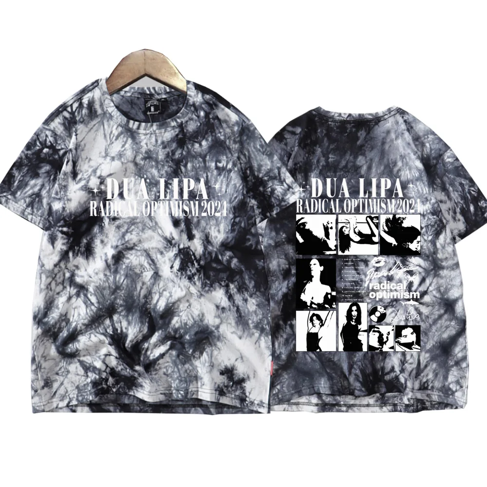 Dua  Radical Optimism 2024 Tie Dye Shirts Lipa Unisex Round Neck Short Sleeve Popular Music T-Shirt Fans Gift