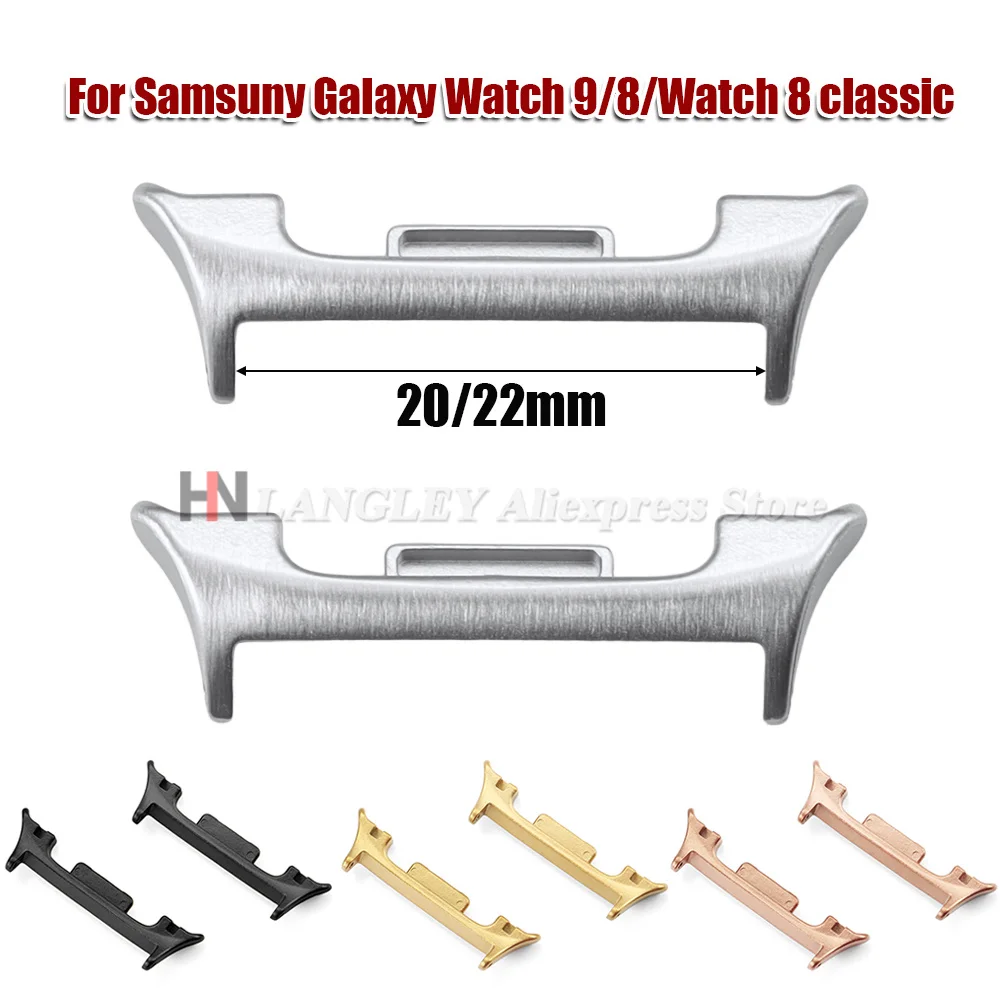 Stainless Steel Connector for Samsung Galaxy Watch 9/8 20mm 22mm Watchband Adapter for Galaxy Watch 8 Classic Accessory 1-5 Pair