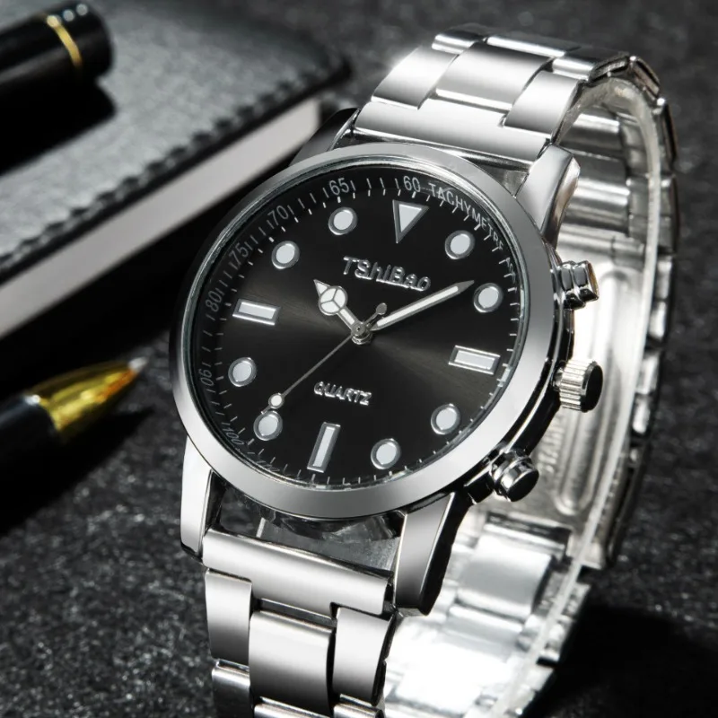 

Роскошные наручные часы для мужчин, модные аналоговые кварцевые часы с ремешком из нержавеющей стали, мужские наручные часы, повседневные часы Relojes Para Hombres