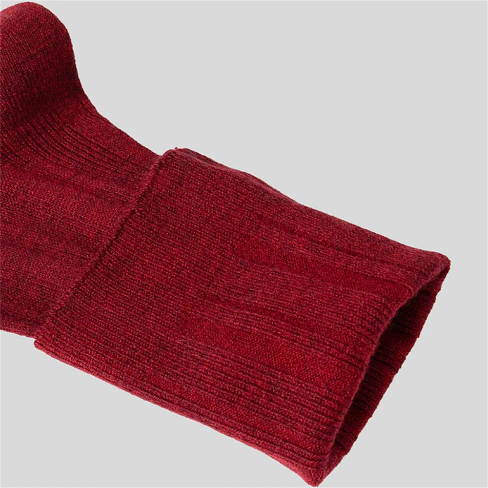 1 pair Autumn Winter Casual Wool Calf Socks Female New Warmth Thick Wine Red Stockings Ladies Soft Comfortable Long Tube Socks
