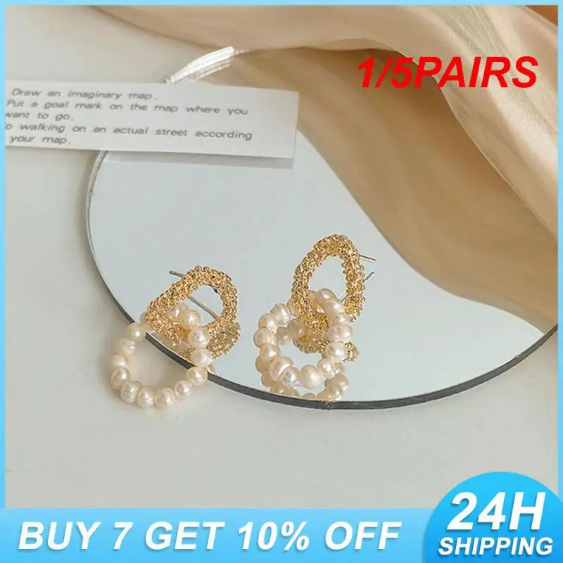 1/5PAIRS Pearl Zircon Pearl Earrings Exquisite Craftsmanship Fashion Silver Earrings Earrings Upward Trend S925 Zircon