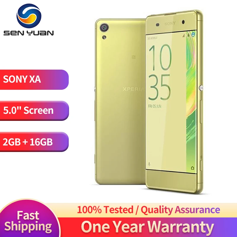 Original Sony Xperia XA F3111 F3112 4G LTE Mobile Phone 5.0'' 2GB RAM 16GB ROM Android SmartPhone 13MP Single/Dual SIM CellPhone