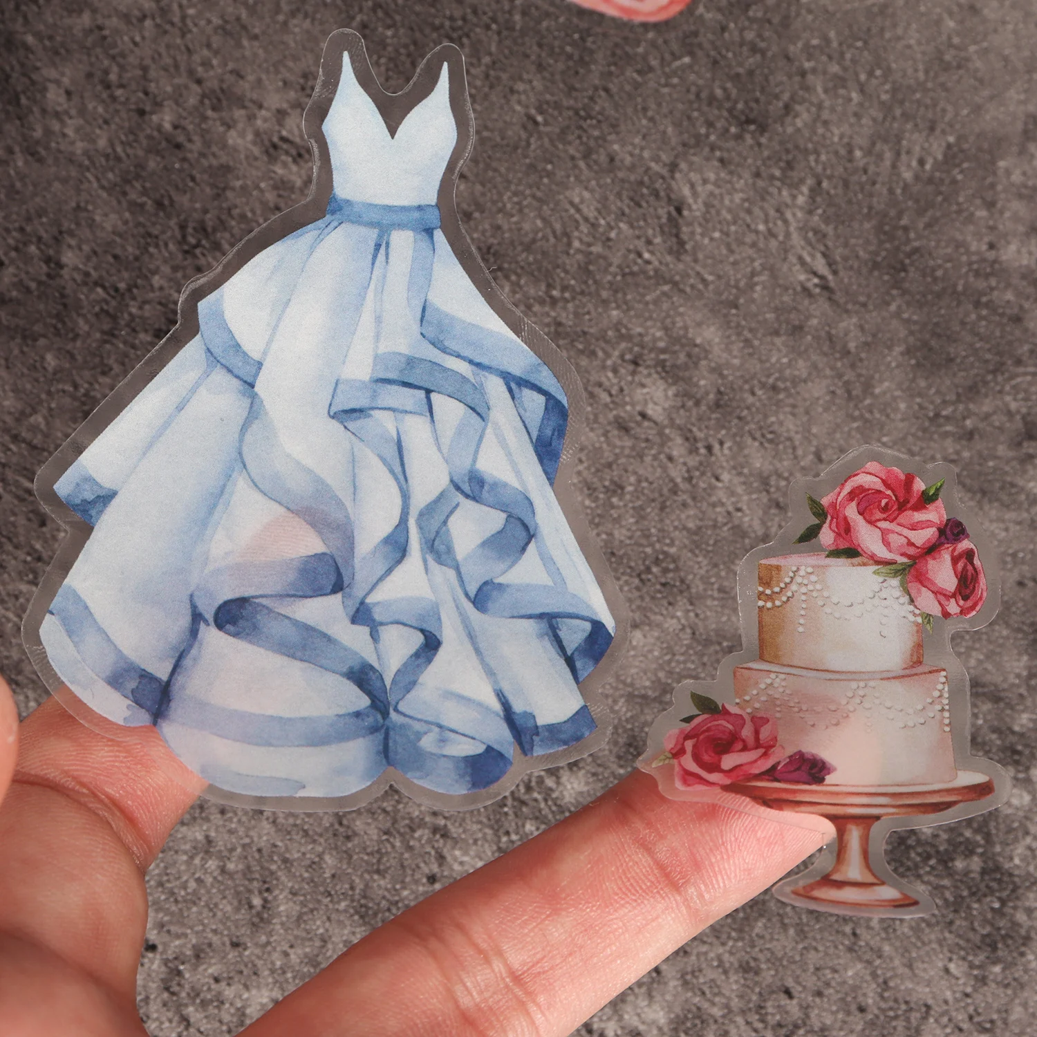 60 Stück PET-Hochzeitsaufkleber, transparent, wasserdicht, selbstklebend, für DIY-Bastelarbeiten, Hochzeitsdekoration, Scrapbooking-Zubehör, Collage – Detail 5
