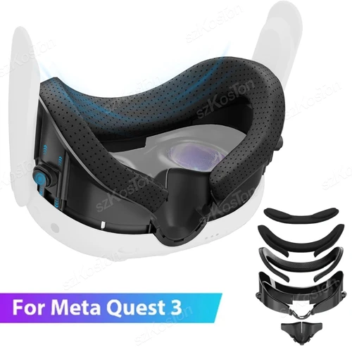Cubierta facial con interfaz Facial para Meta Quest 3 VR con almohadilla nasal antiligera, cojín facial de cuero PU para accesorios Meta Quest 3