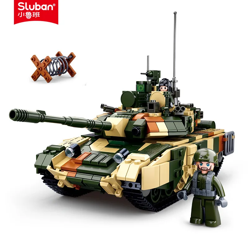 

758PCS Sluban T90MS Main Battle Tank Armored Car Model Building Blocks Kids DIY Bricks Toy Gift For Children Boys