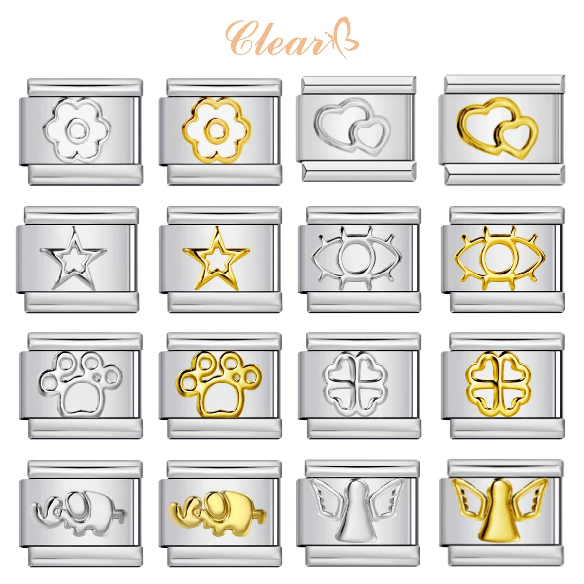 

Original Fashion Gold Stamping Pattern Charm Italian Links Fit 9mm Bracelet Stainless Steel Making DIY Jewelry Gifts