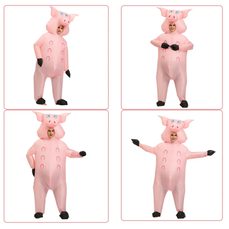 Adult mascot pink pig inflatable costumes Halloween cosplay costumes for Man Animal Party rode play dissfz pa9283