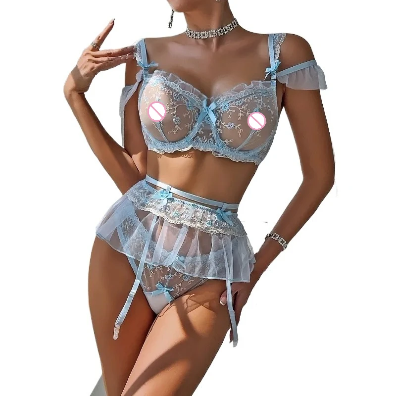 

Tornova сексуальное женское белье костюм для женщин кружево перспектива вышитое сексуальное женское белье европейский и американский костюм комплект из трех предметов новый