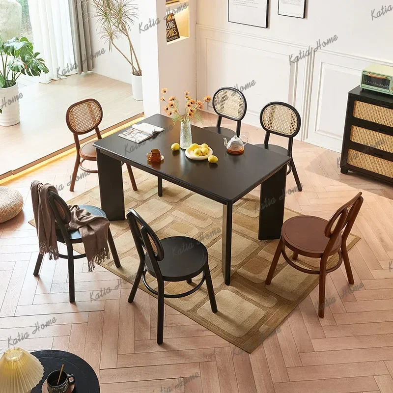 LD Nordic Black Dining Tables Modern Luxury Restaurant Solid Wood Dining Table Chair Set Designer Kitchen Home Furniture