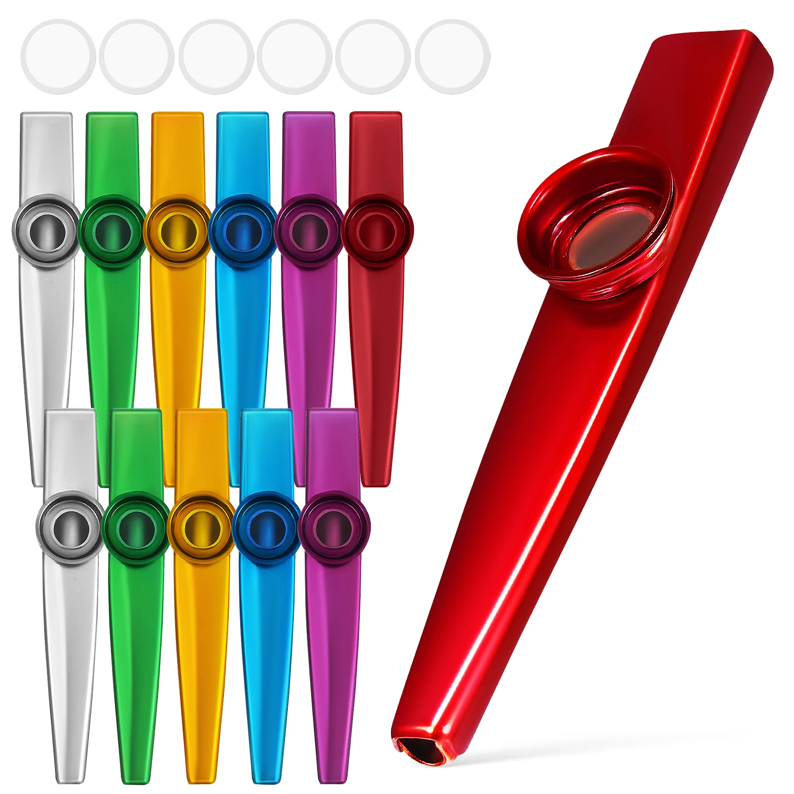

12 pcs Metal Kazoo Set Kids Toys Adults Musical Instruments Lightweight Compact Smooth Playing Beginner Practice Performance