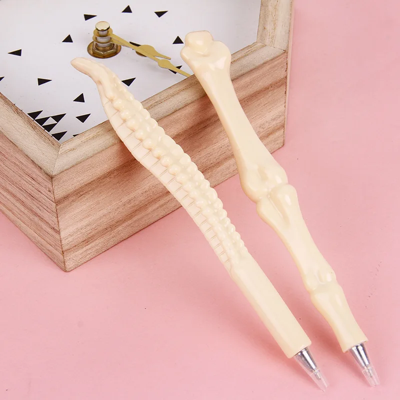Wholesale 50 Pcs Ballpoint Pen Bone Shape Novelty Pen Writing Supplies School Office Stationery studend gift Blue black Refill