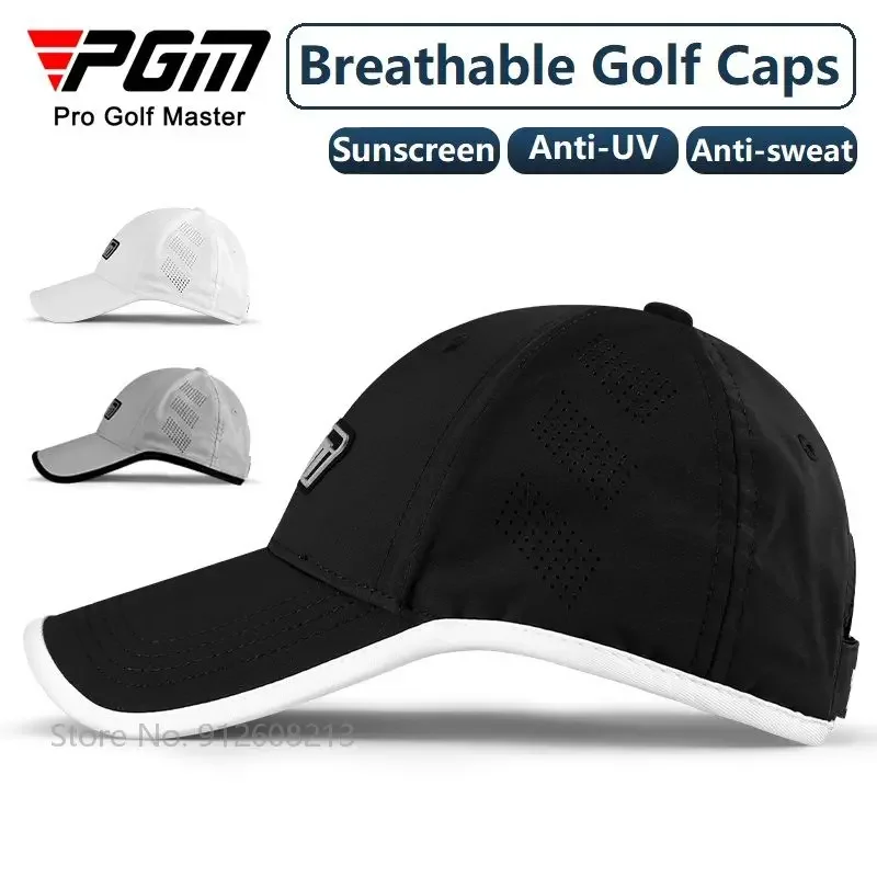 PGM Sunscreen Golf Hats for Men Breathable Mesh Golf Caps Male Adjustable UV-proof Sports Sun Visor Outdoor Widened Brim Tennis