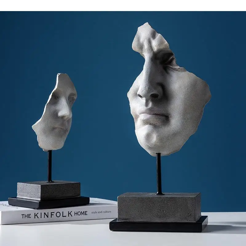 Fracture Face Figure Statue Desk Decoration Abstract Character Resin Sculpture Crafts Ornaments Living Room Furnishings