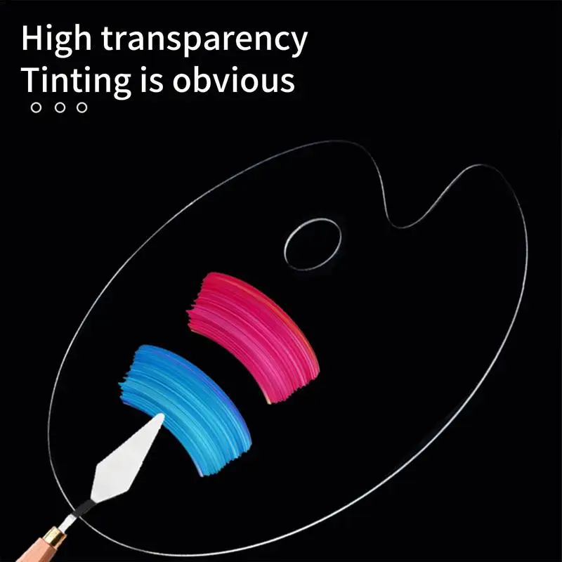 Clear Acrylic Paint Palette Transparent Oval Artist Palette DIY Art Craft Mixing Trays Non-Stick Oil Painting Pallet For DIY Art