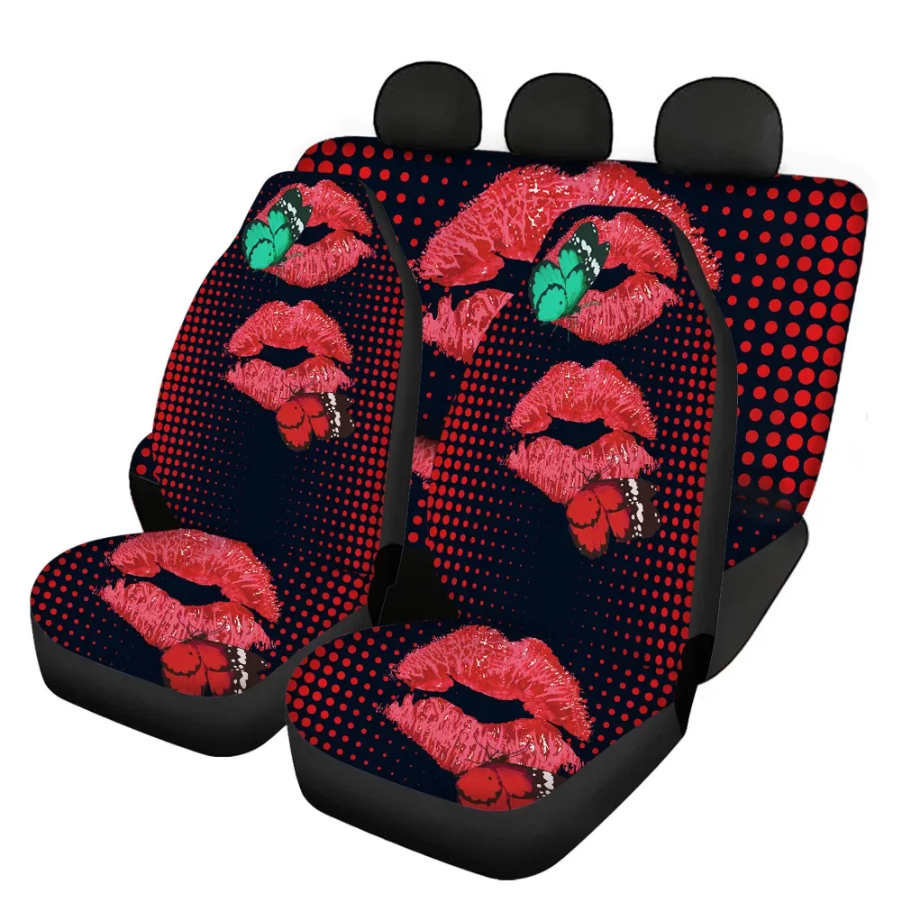 

3D модные красные губы с принтом, нескользящие автомобильные аксессуары, набор чехлов на сиденья автомобиля, моющаяся подушка для автомобильного сиденья, универсальная
