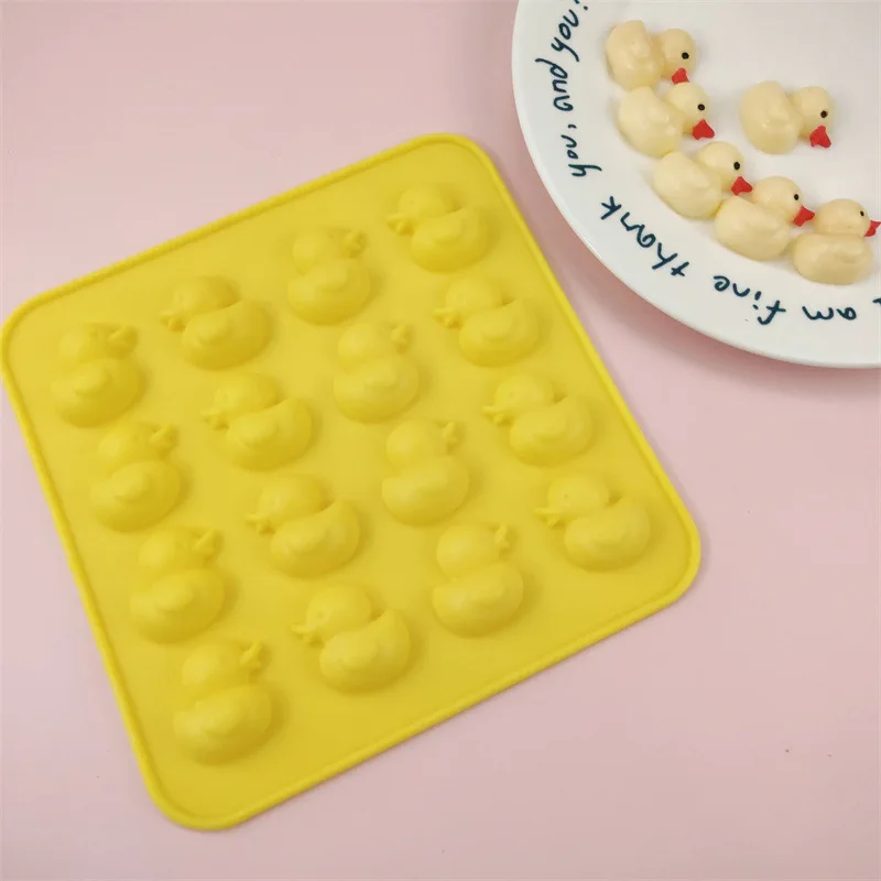 16 with Little Yellow Duck Silicone Mold, West Point Dessert, Chocolate Fudge Mousse Mold, Ice Grid Pudding Cake Mold   Molds