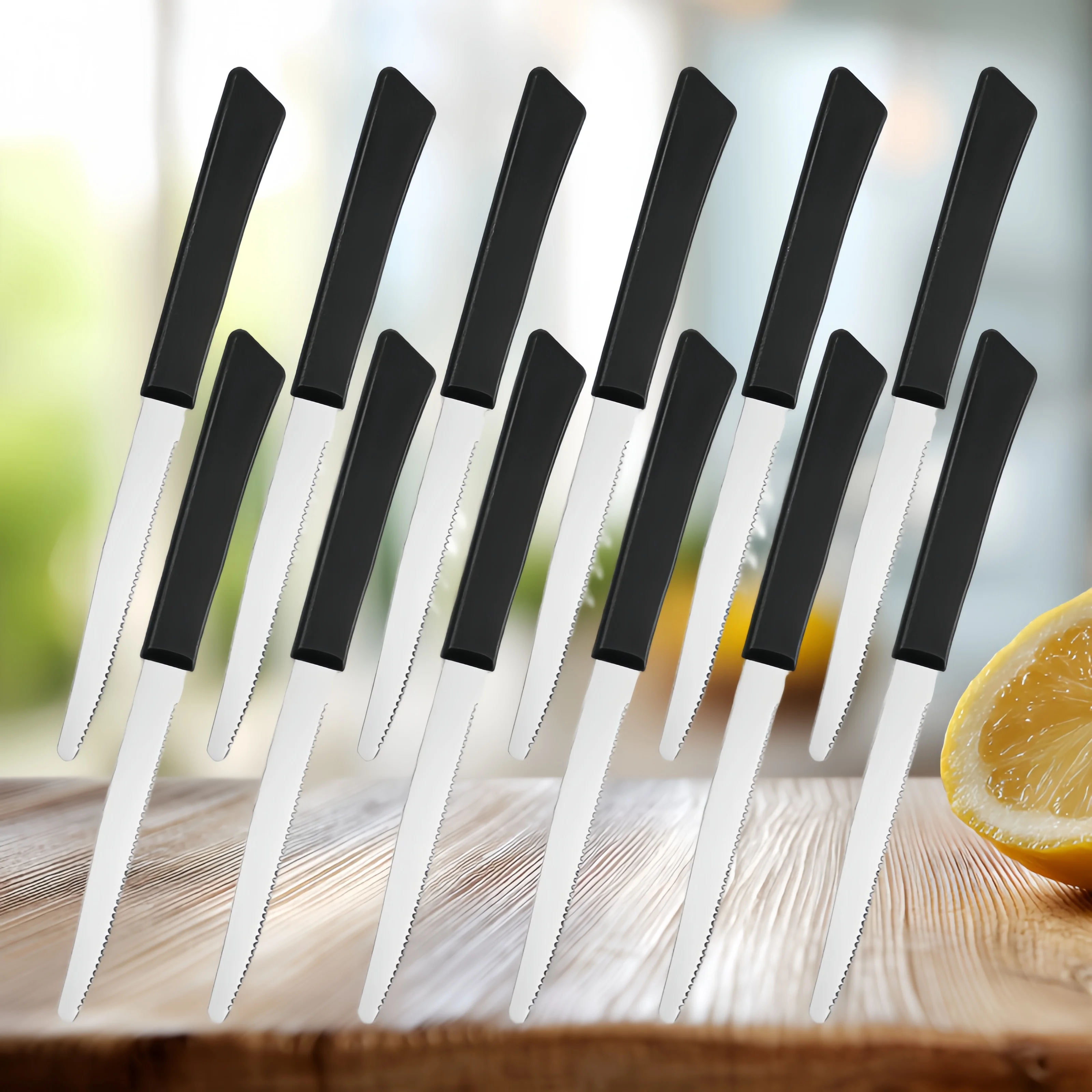 Black Steak Knife Set With High Quality Plastic Handle Kitchen Utensils Cutlery Available In Dishwasher Hotel Dining Knife